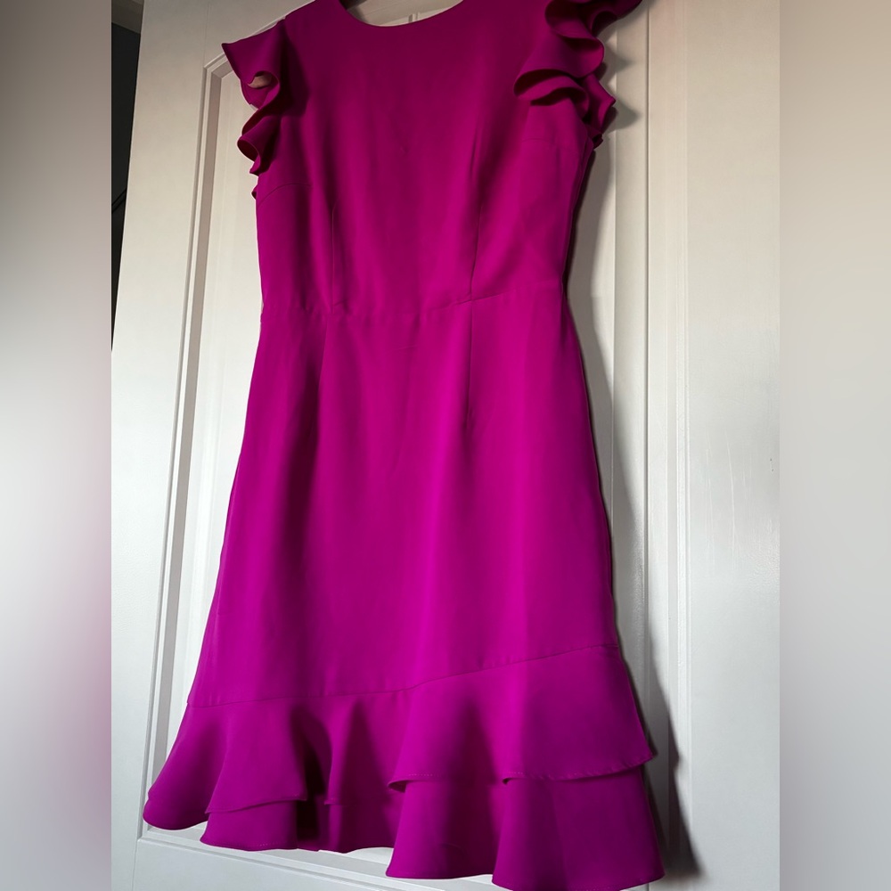 Fuchsia Ruffle Mini Dress - Picture 4 of 10